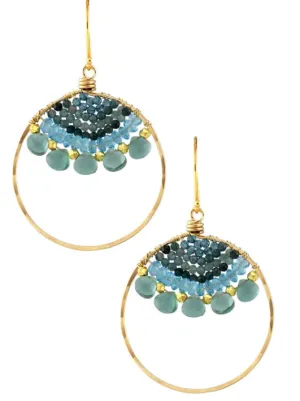 AVF Gold Quartz, Topaz & Grandidierite Hoop Earrings (SI6802)