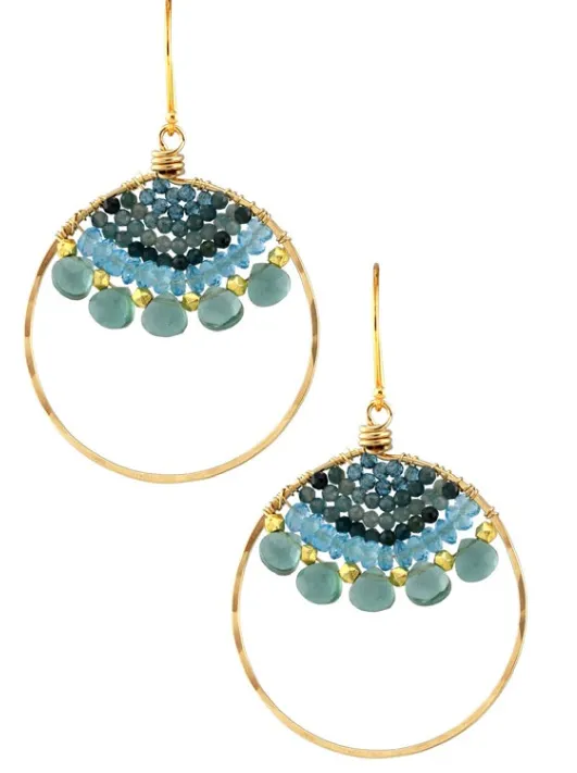 AVF Gold Quartz, Topaz & Grandidierite Hoop Earrings (SI6802)