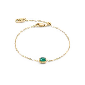 Birthstone May Bracelet Green Agate Gold