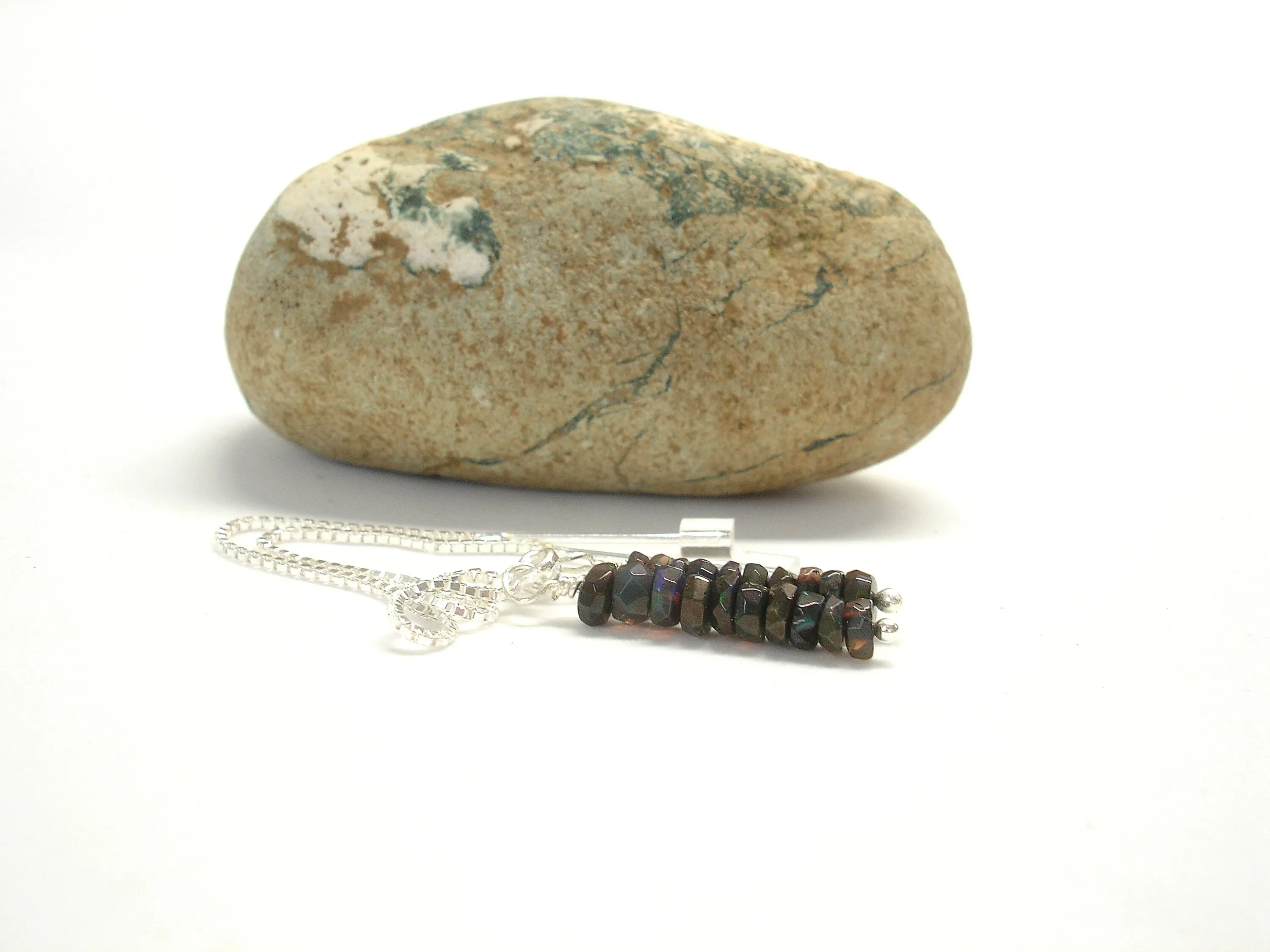 Black opal threader earrings. Gemstone dangle earrings. Opal jewelry. Gifts for her. Chain threader earrings