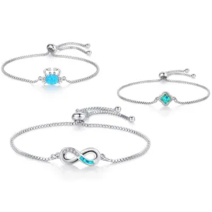 Blue Opal Adjustable Bolo Charm Bracelets