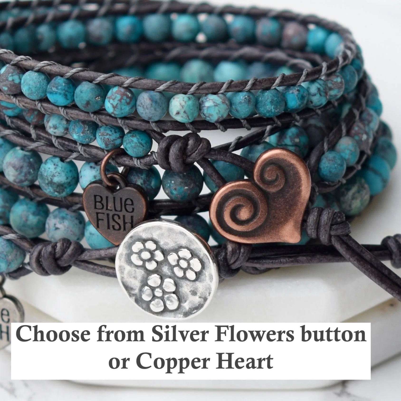 Boho Turquoise Howlite Beaded Wrap Bracelet