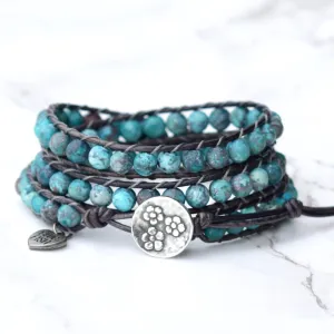 Boho Turquoise Howlite Beaded Wrap Bracelet