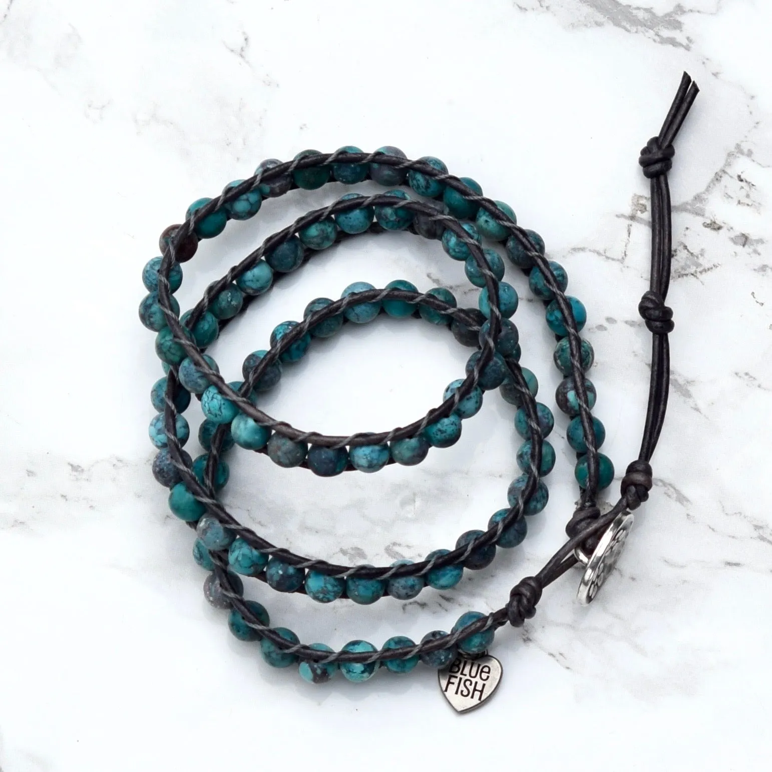 Boho Turquoise Howlite Beaded Wrap Bracelet