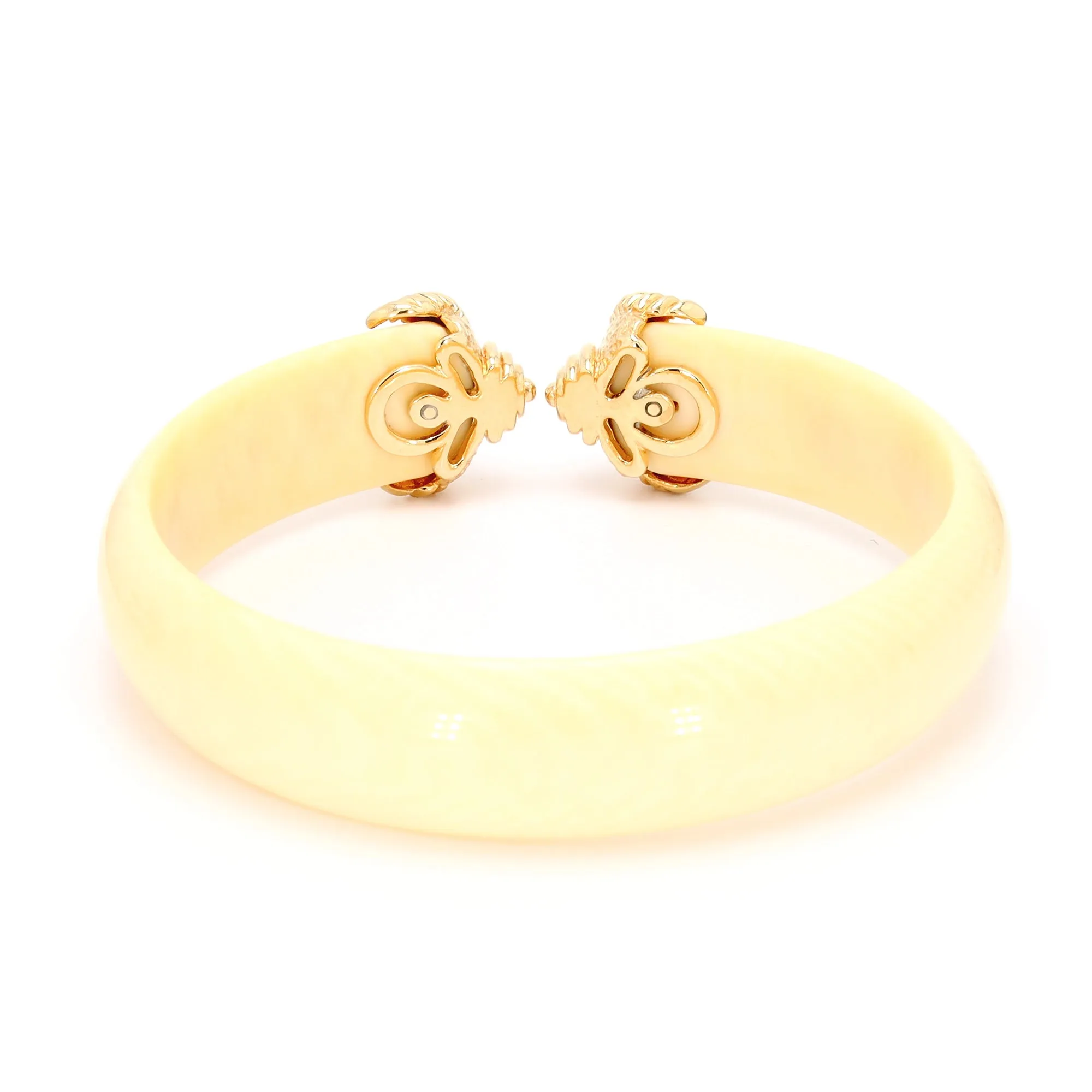 Bone Bracelet with Gold and Coral Endcaps