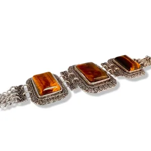 Bracelet Tiger's Eye Silver Plated