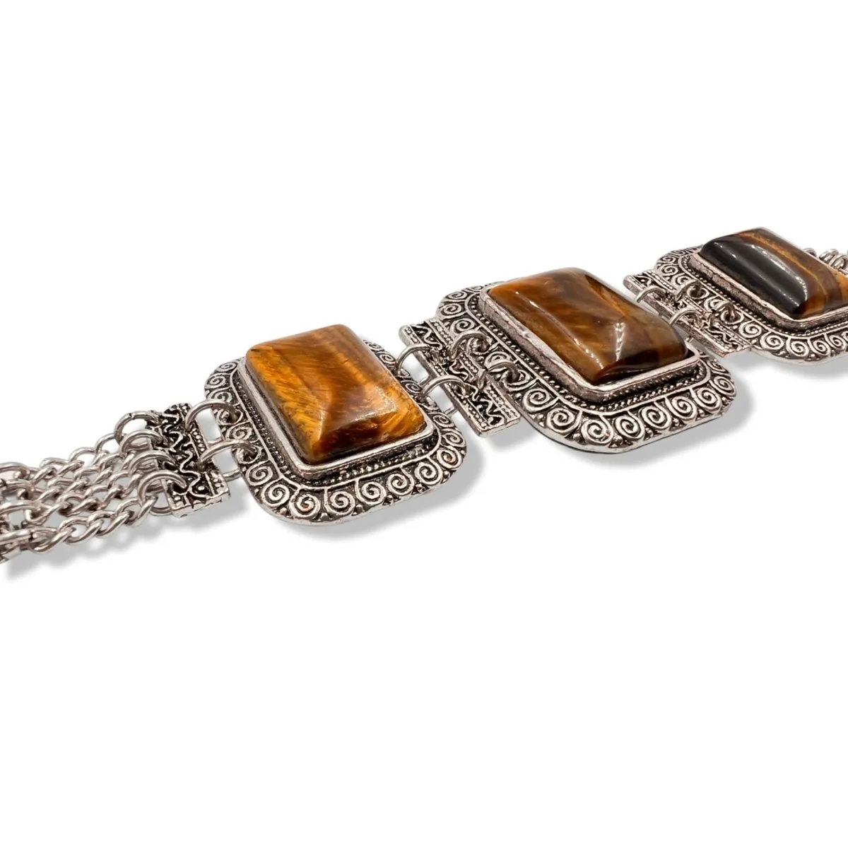 Bracelet Tiger's Eye Silver Plated