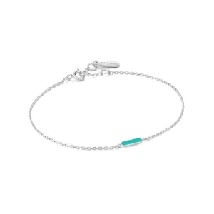 BRIGHT FUTURE TEAL ENAMEL SILVER BAR BRACELET