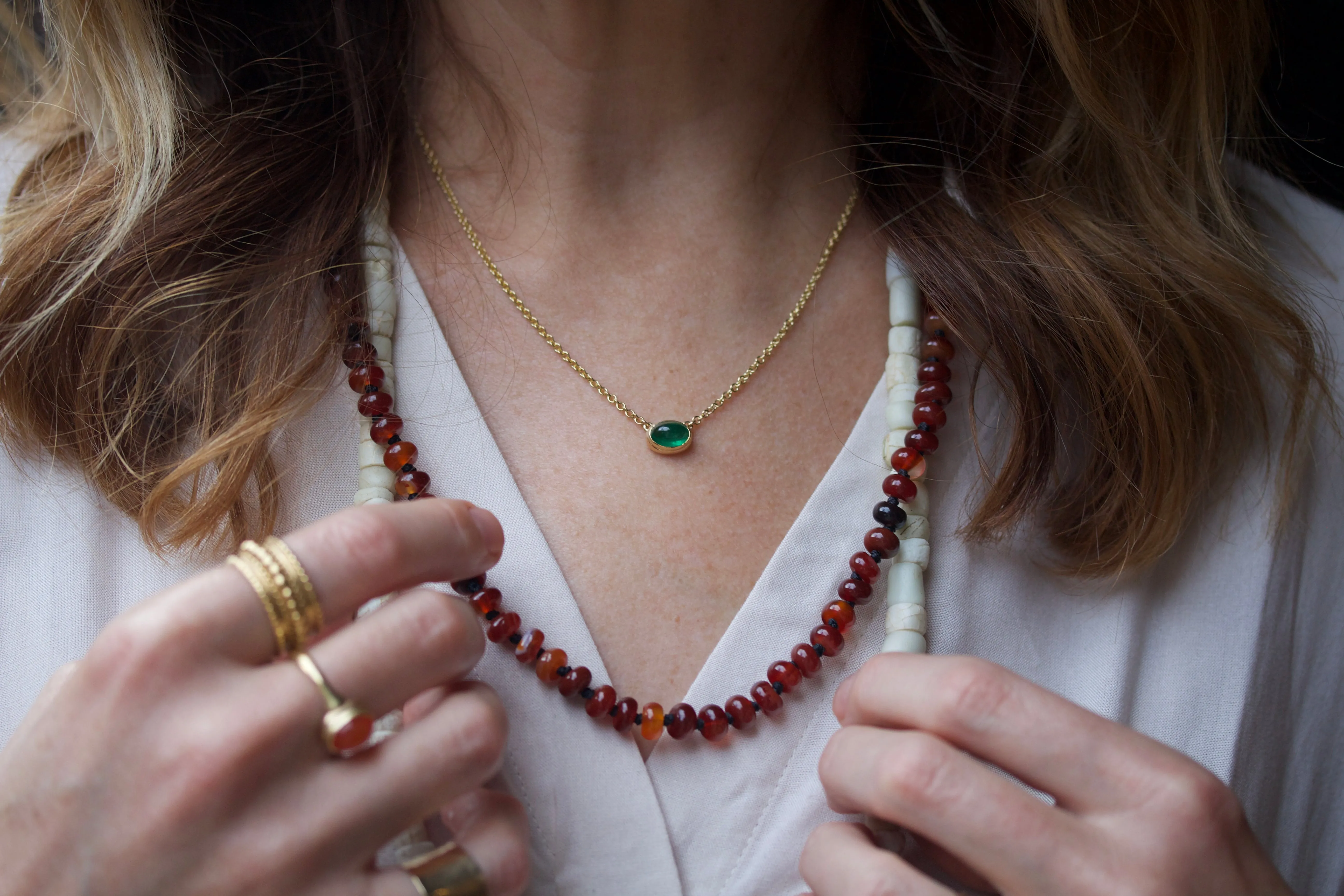 Cabochon Cut Emerald Necklace
