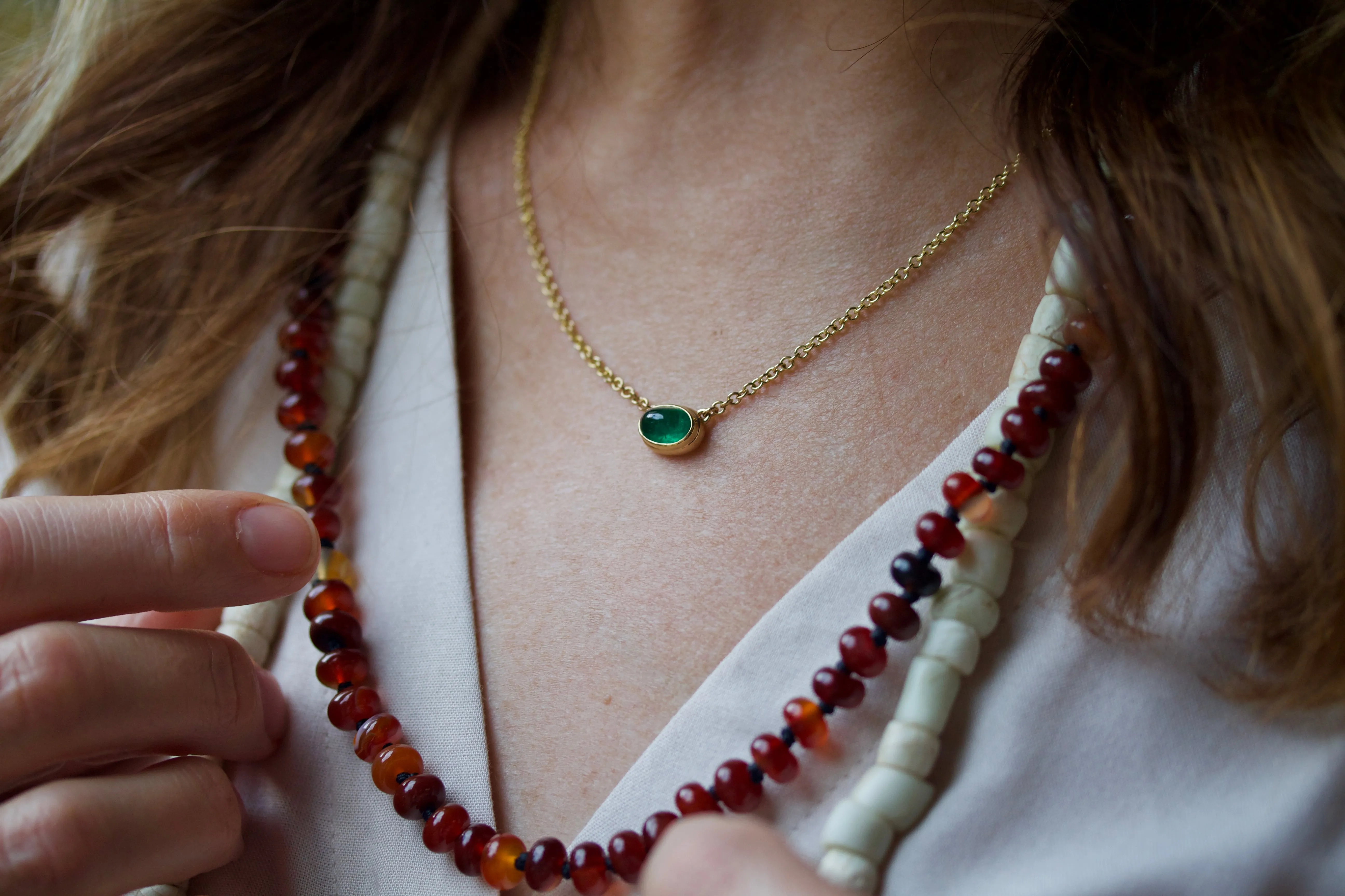 Cabochon Cut Emerald Necklace