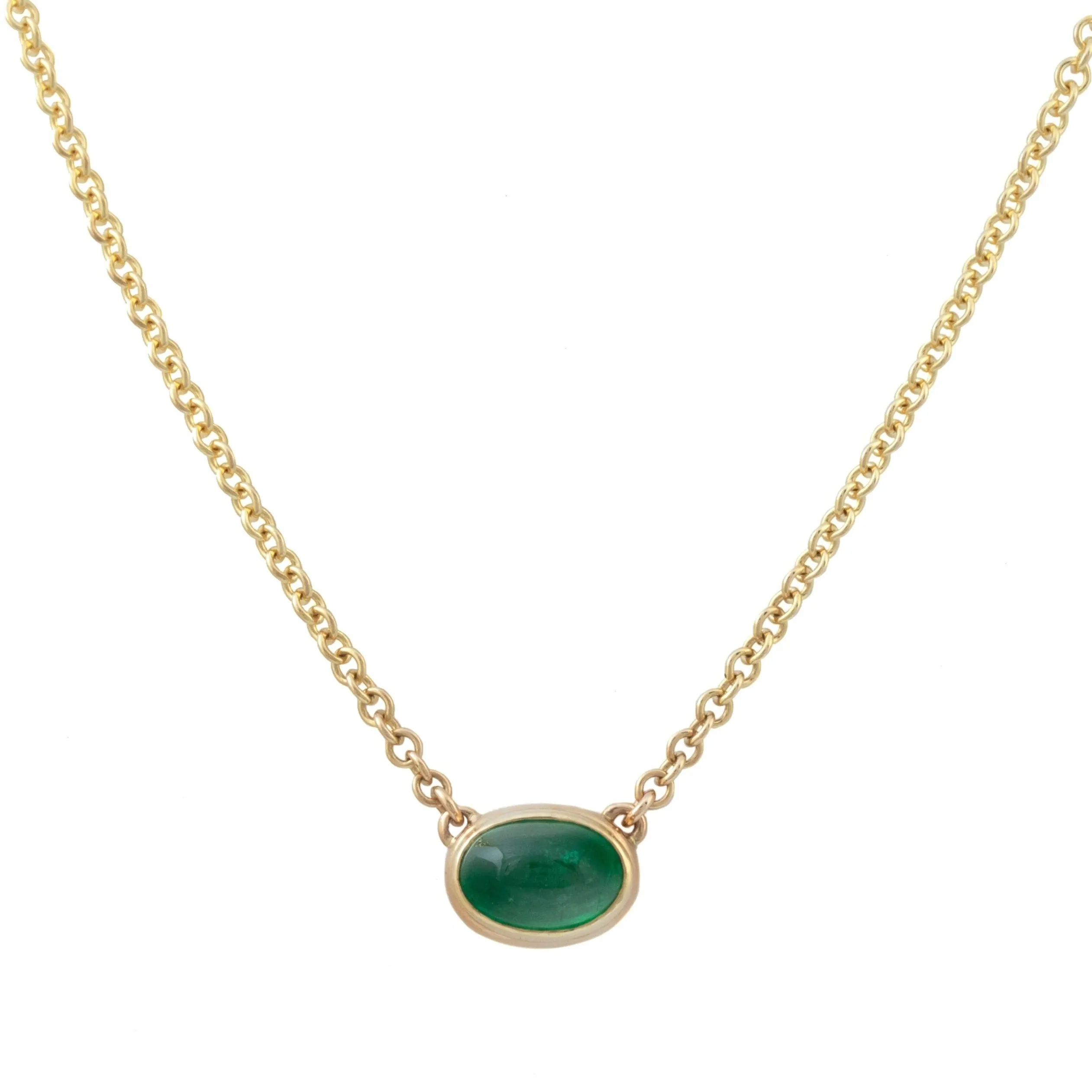 Cabochon Cut Emerald Necklace