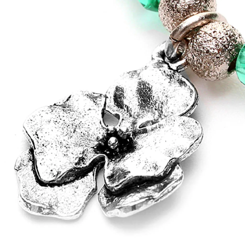Camellia Flower Charm Faceted Glass Bead Bracelet