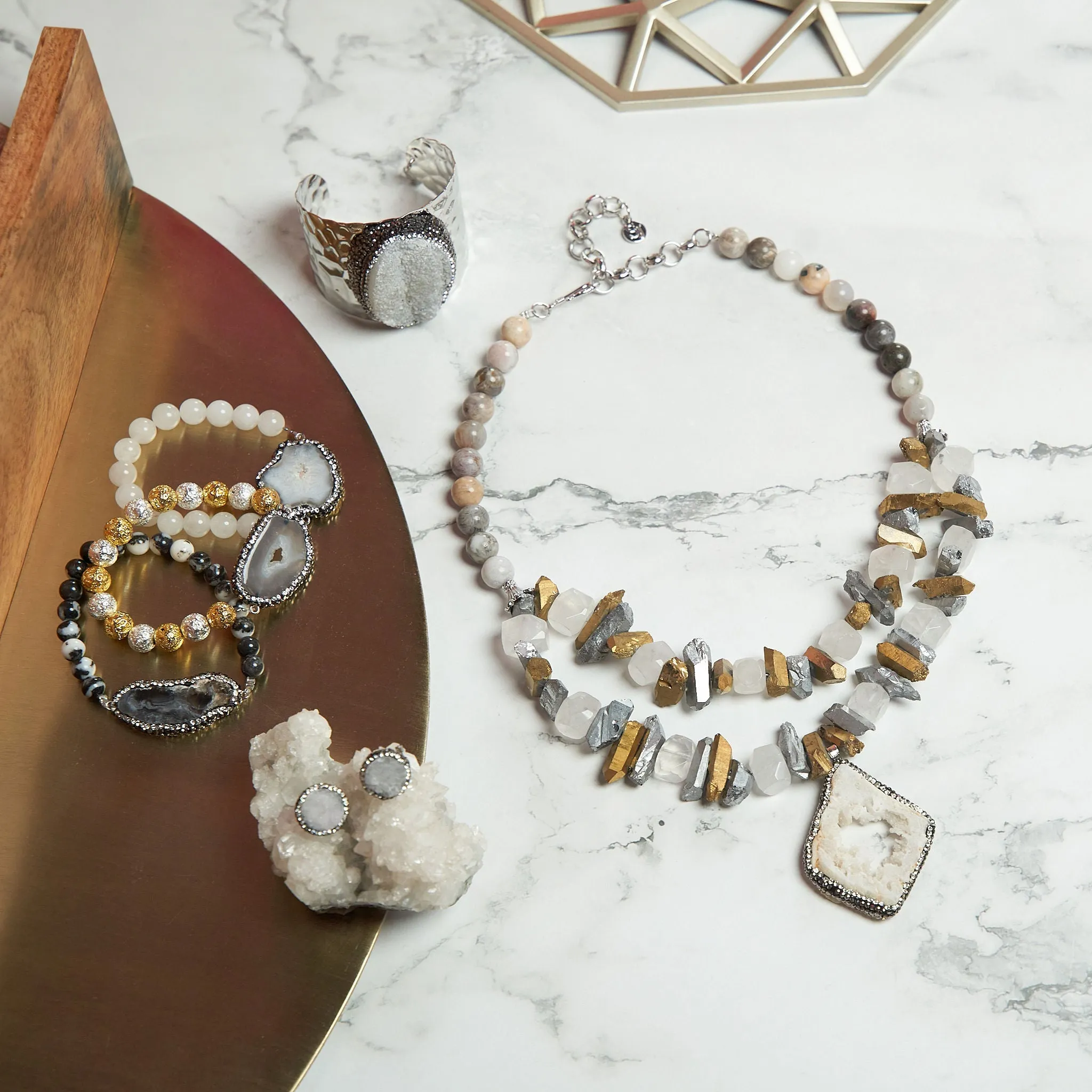 Chrysallis Agate Sparkler Studs - Quartz
