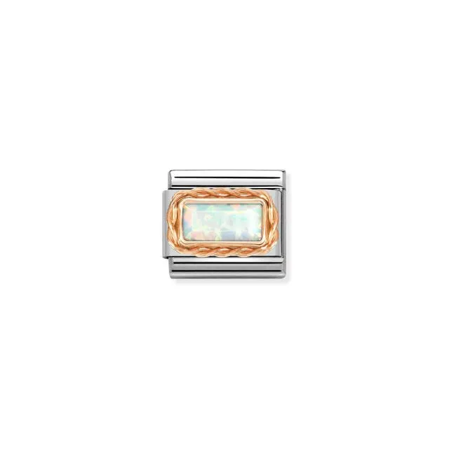 Classic White Opal Baguette Link - Rose Gold - 430512/07