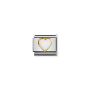 Classic White Opal Heart Link - Gold - 030501/07