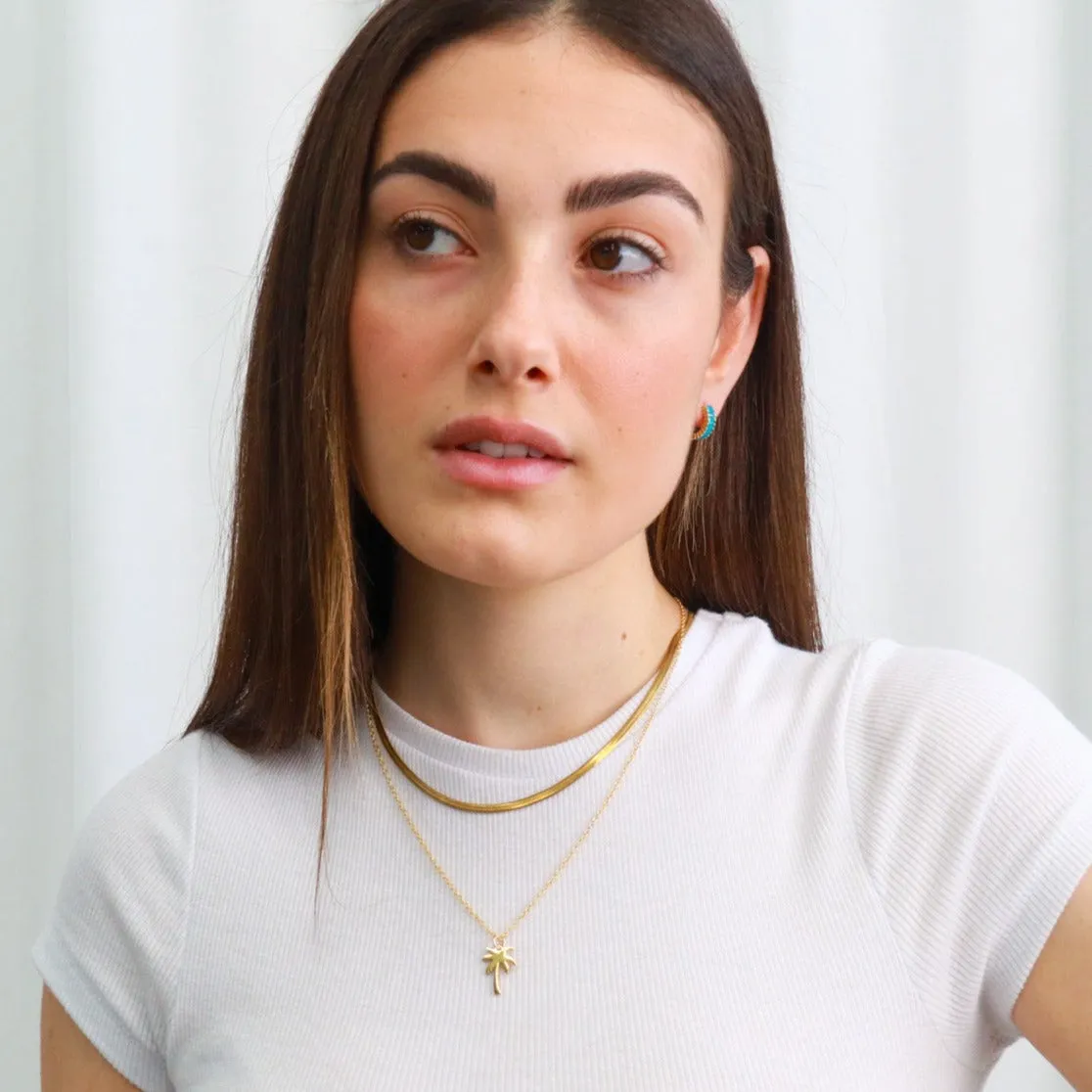Coco | Coconut Palm Tree 18K Gold Plated or Stainless Steel Pendant Chain