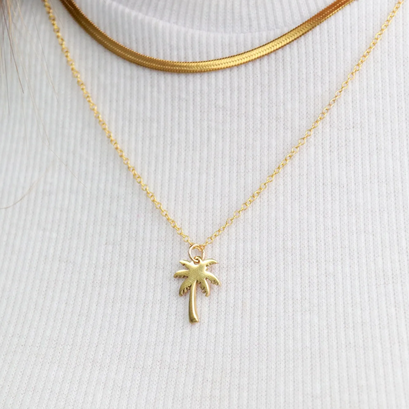 Coco | Coconut Palm Tree 18K Gold Plated or Stainless Steel Pendant Chain