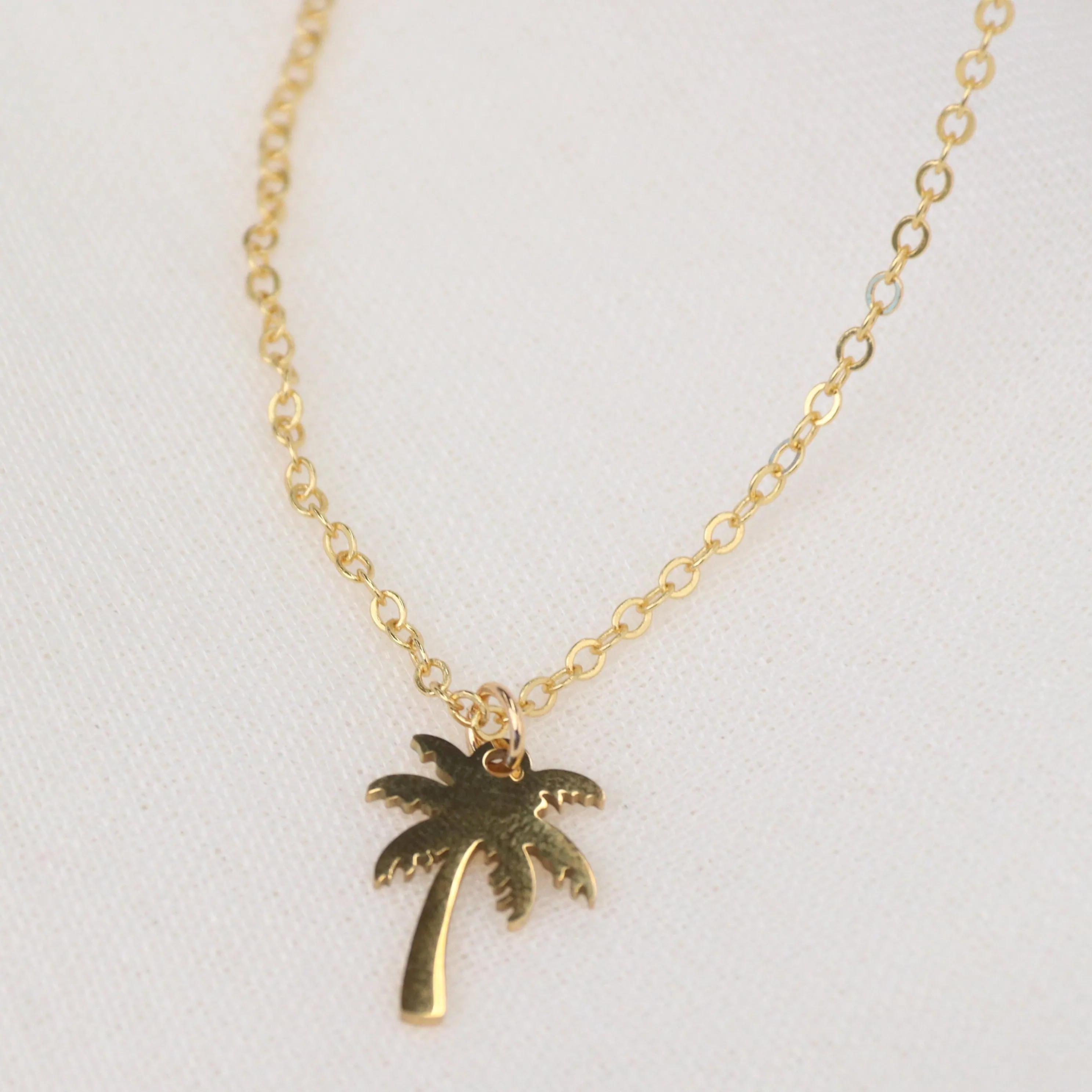 Coco | Coconut Palm Tree 18K Gold Plated or Stainless Steel Pendant Chain