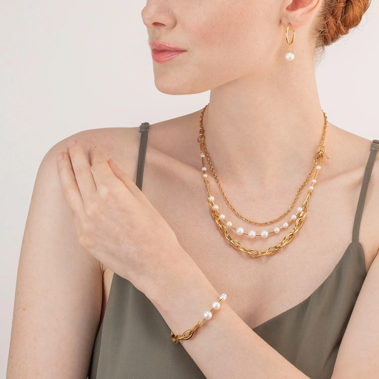 Coeur De Lion Chunky Chain and Pearls Fusion Bracelet
