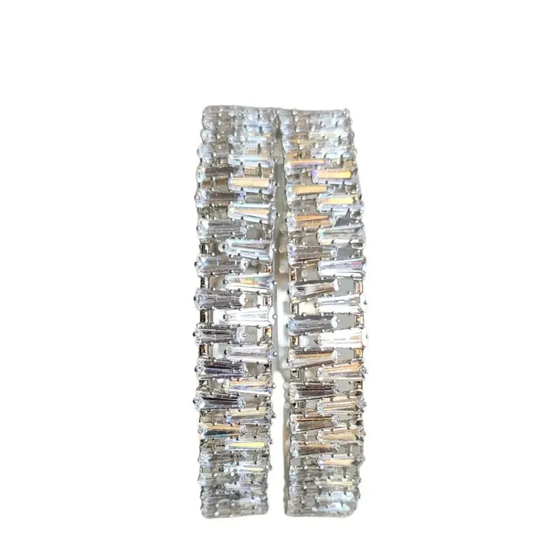 Crystal Fancy Bangle Set Stone Cut Style Silver Touch
