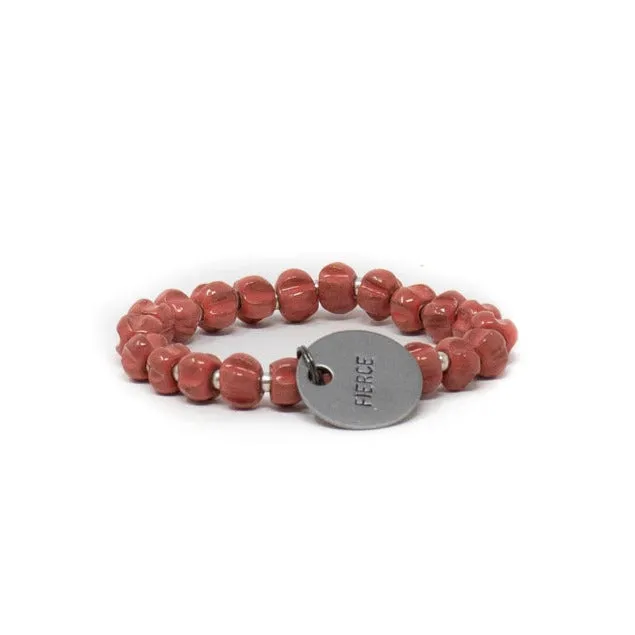 CUTIE PIE CORAL BEADED MESSAGE BRACELET
