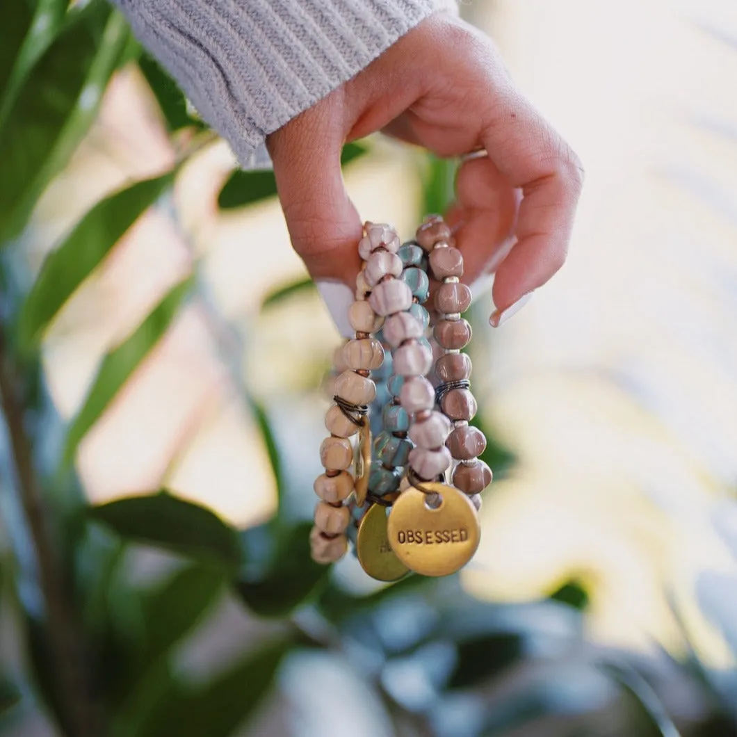 CUTIE PIE CORAL BEADED MESSAGE BRACELET
