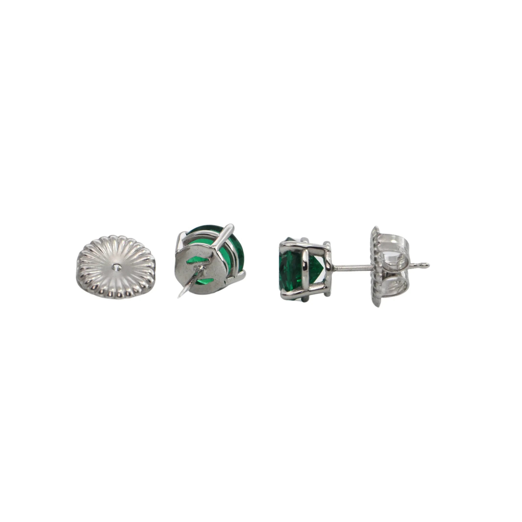 Daisy Exclusive GIA Certified 3.12ct Zambian Emerald Platinum Stud Earrings