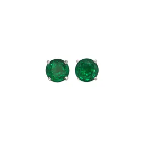 Daisy Exclusive GIA Certified 3.12ct Zambian Emerald Platinum Stud Earrings