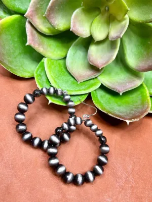 Dallas Faux Navajo Pearl Circle Earrings with Sparkle Hint