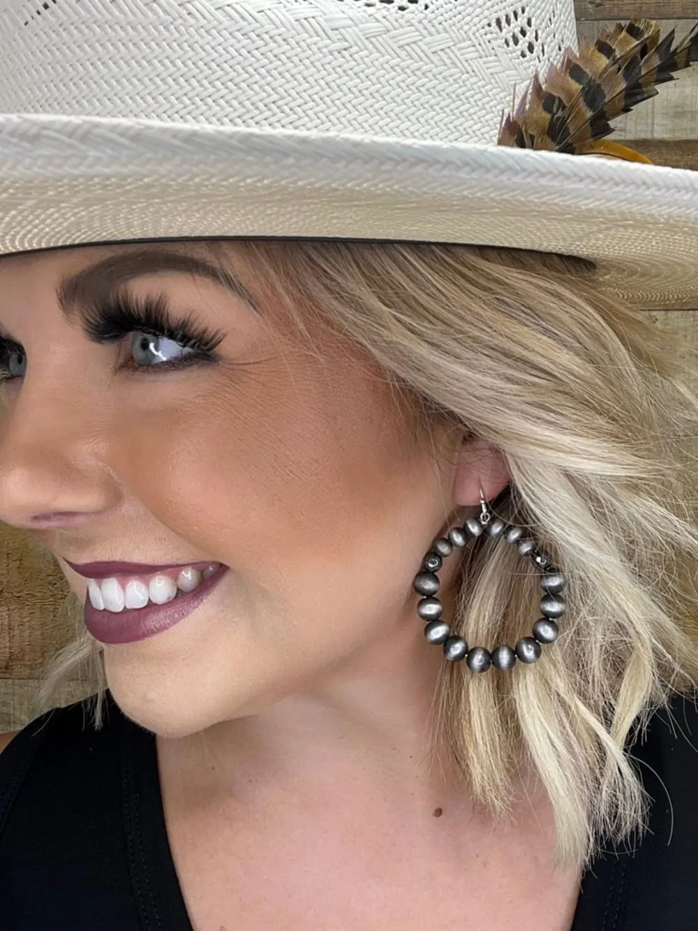 Dallas Faux Navajo Pearl Circle Earrings with Sparkle Hint