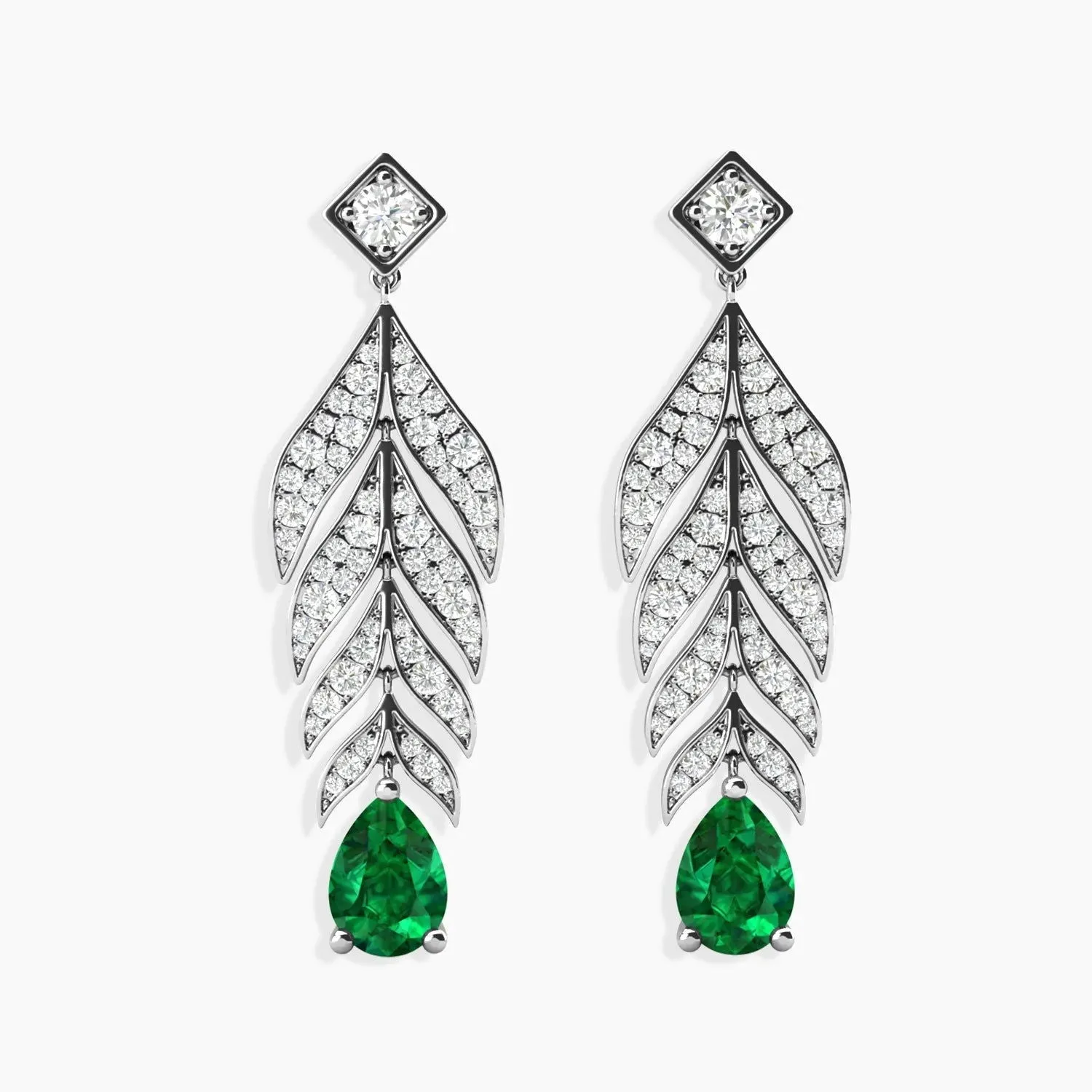 Designer Long Emerald Drop Earrings