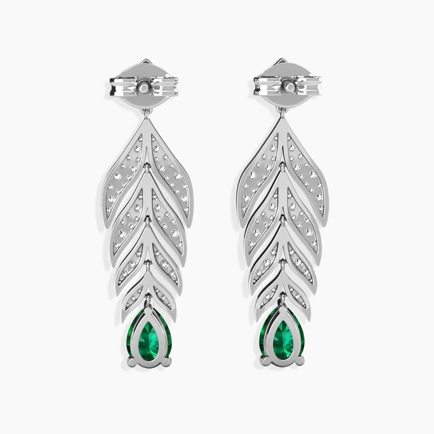 Designer Long Emerald Drop Earrings