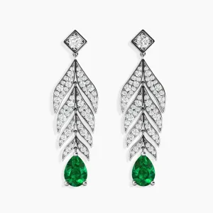 Designer Long Emerald Drop Earrings