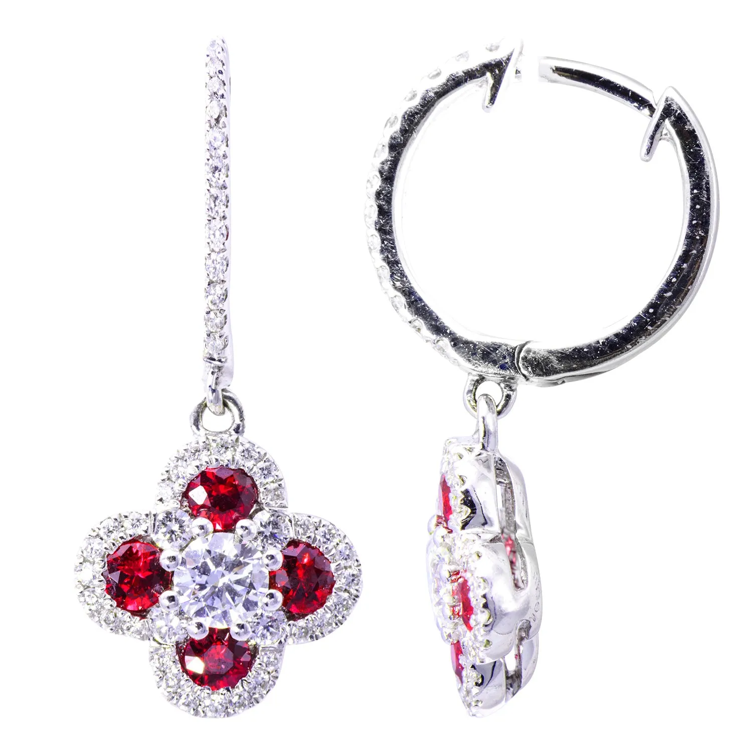 Diamond and ruby drop earrings (SKU E069)