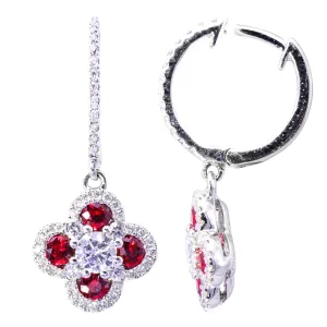 Diamond and ruby drop earrings (SKU E069) Diamond and ruby drop earrings (SKU E069)