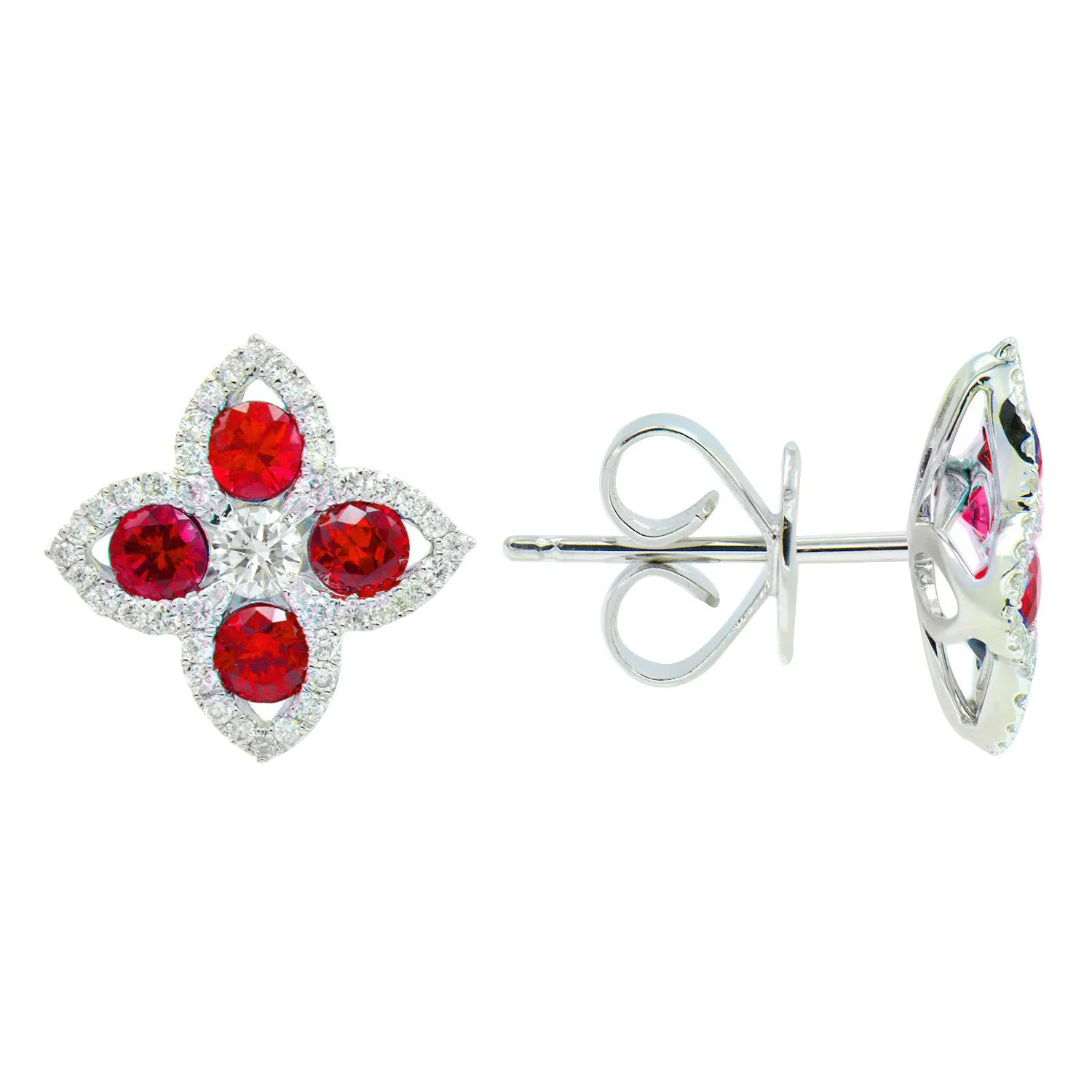 Diamond and ruby earrings (SKU E057)