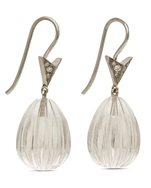 Diamond Arrow Crystal Quartz Drop Earrings