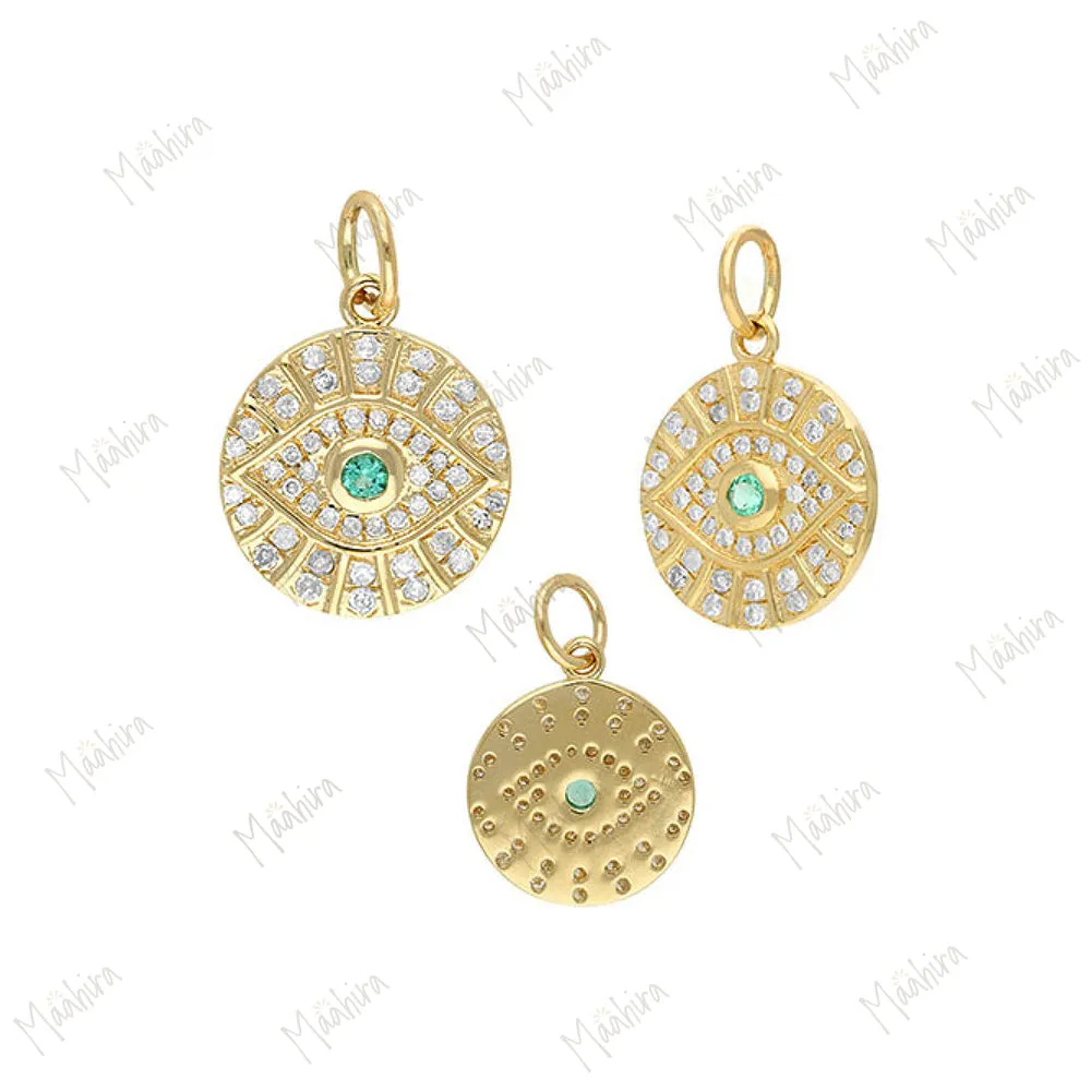 Diamond Emerald Evil Eye Pendant