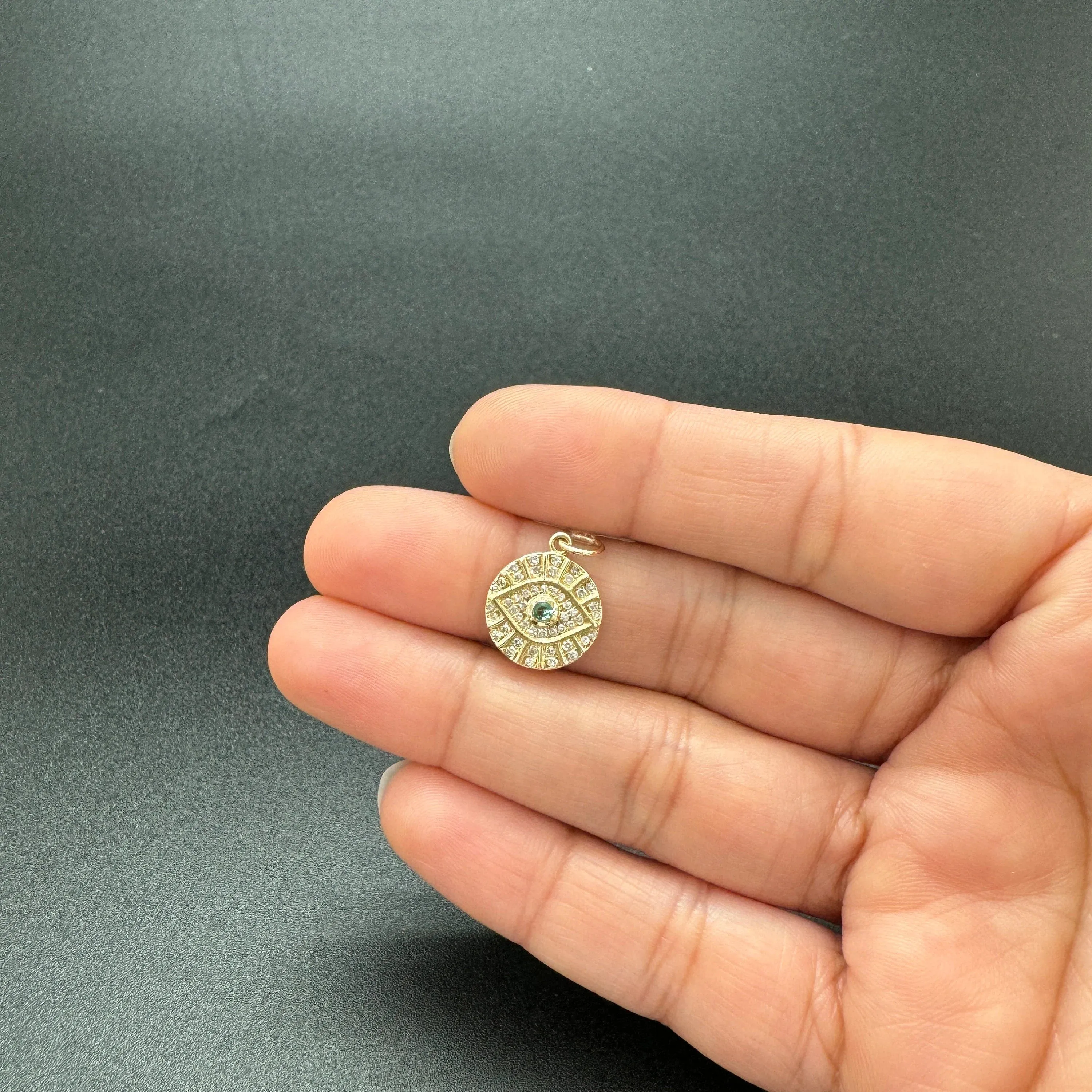 Diamond Emerald Evil Eye Pendant