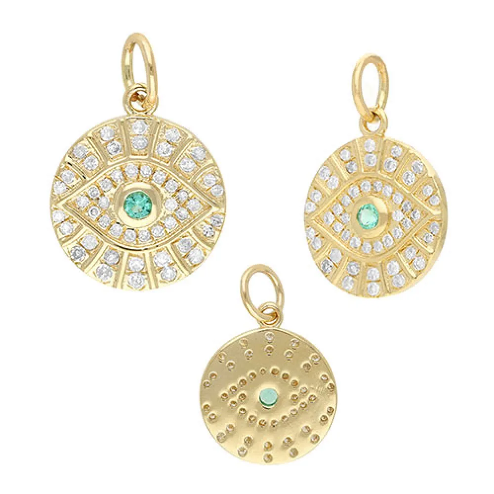Diamond Emerald Evil Eye Pendant