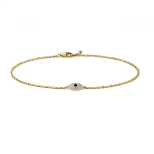Diamond Jewellery 9ct Gold Diamond Evil Eye Bracelet BD036