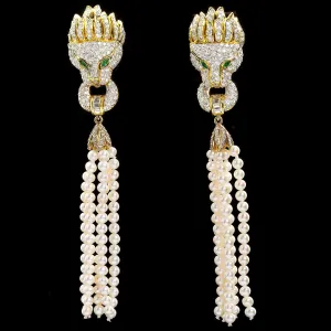 Diamond Pave Lion Head Ear Clips Convertible