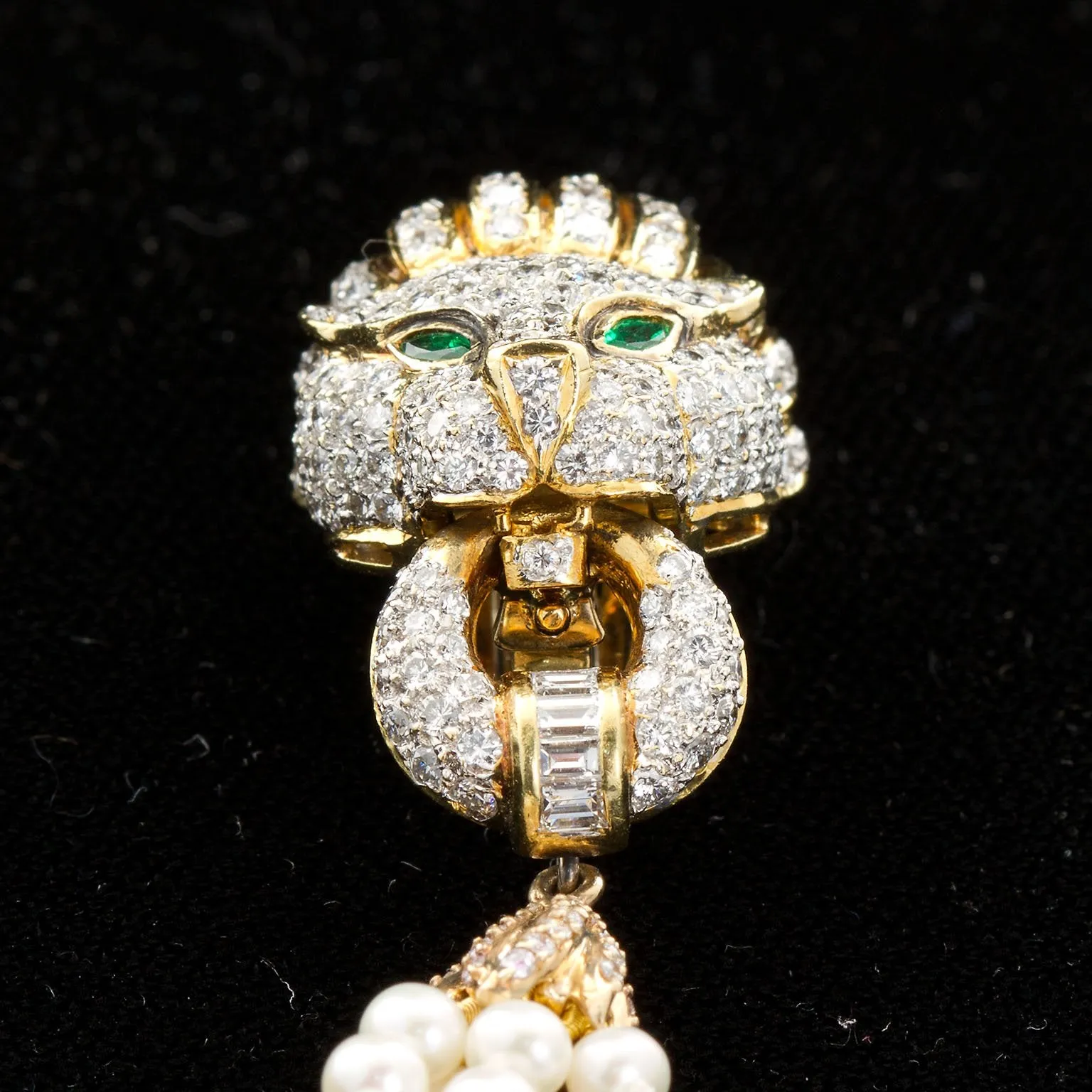 Diamond Pave Lion Head Ear Clips Convertible