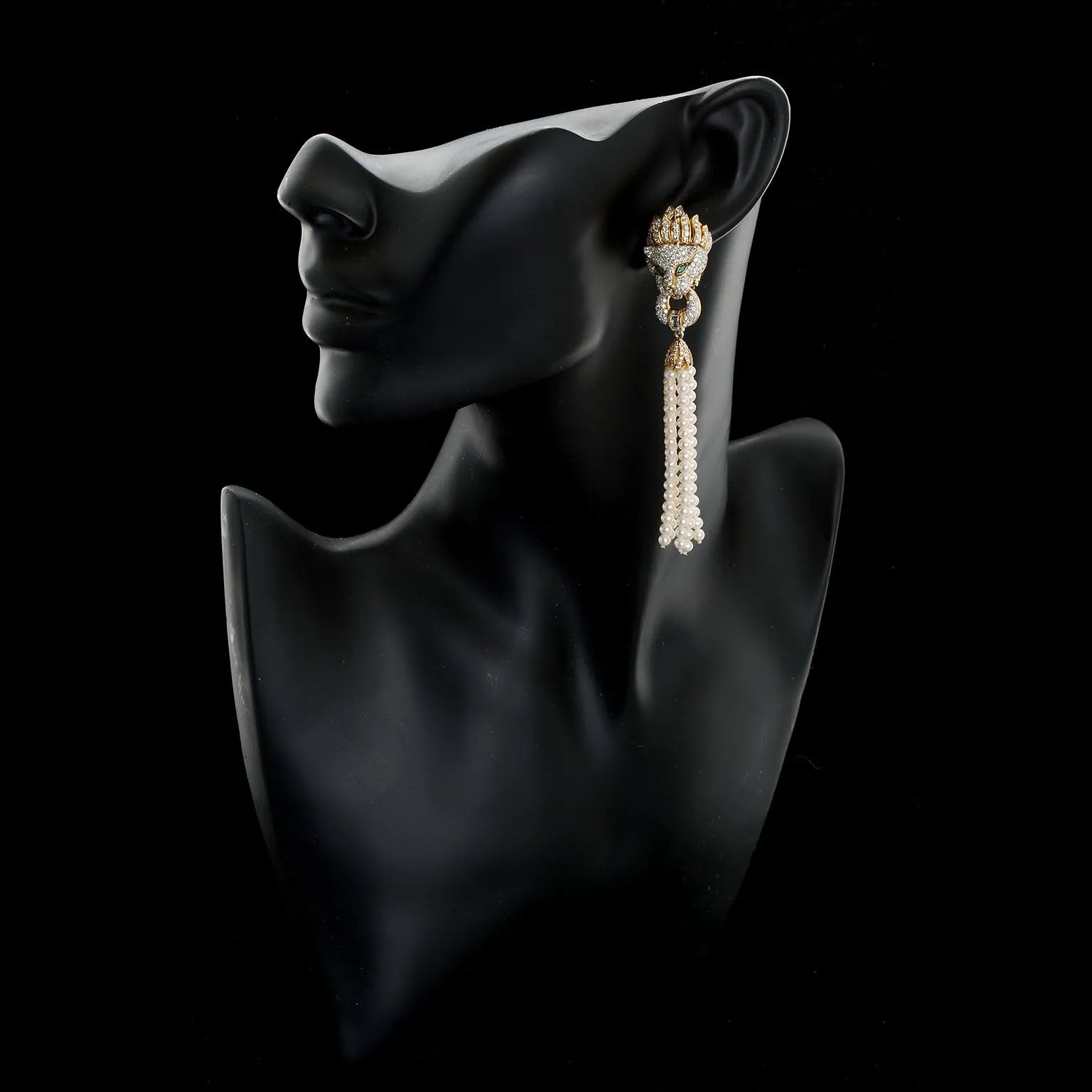 Diamond Pave Lion Head Ear Clips Convertible