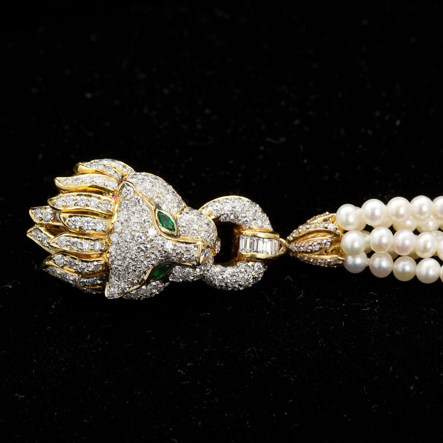 Diamond Pave Lion Head Ear Clips Convertible
