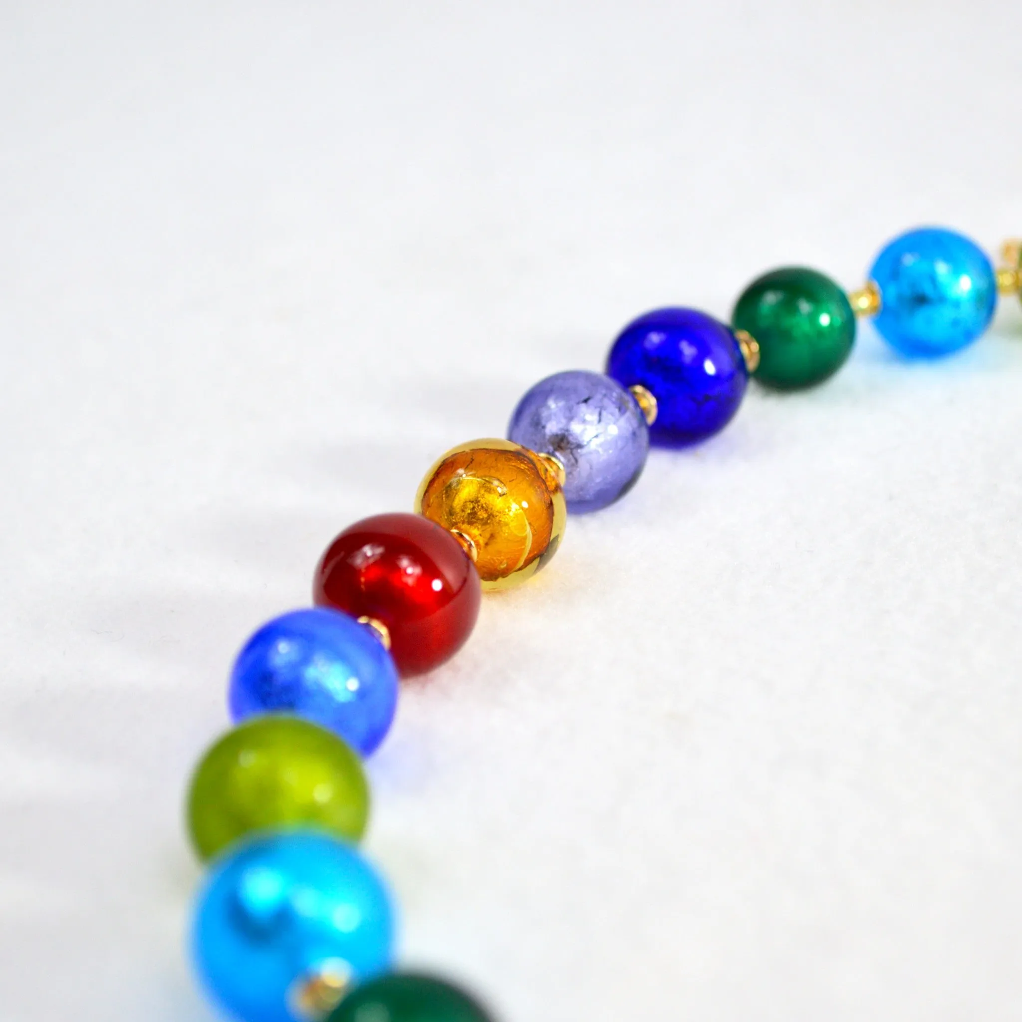 Diva Murano Glass Beaded Necklace, Multi-Color Glass Beads, Handcrafted In Italy