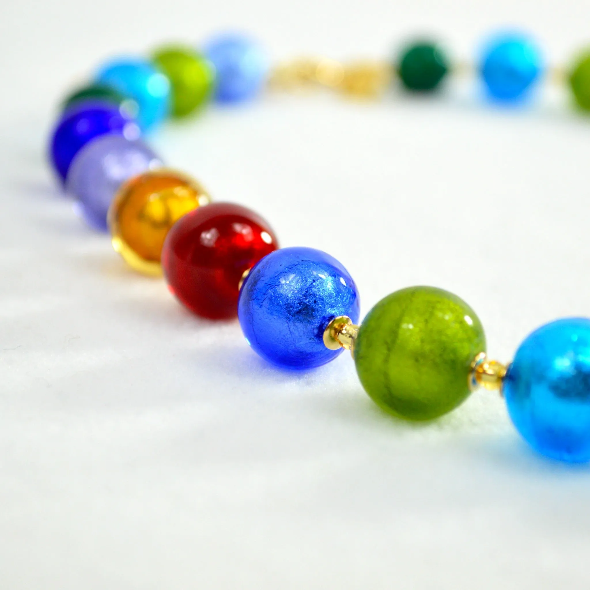 Diva Murano Glass Beaded Necklace, Multi-Color Glass Beads, Handcrafted In Italy