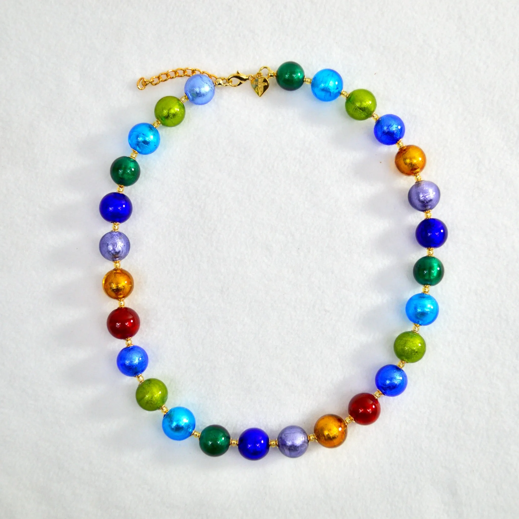 Diva Murano Glass Beaded Necklace, Multi-Color Glass Beads, Handcrafted In Italy