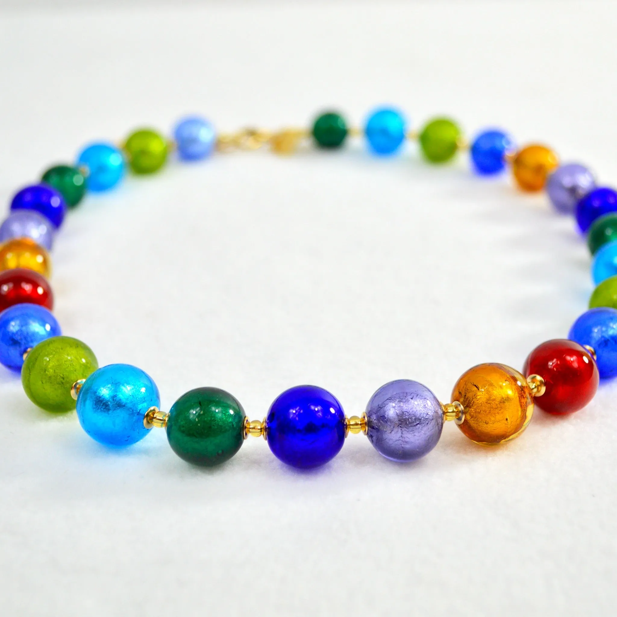 Diva Murano Glass Beaded Necklace, Multi-Color Glass Beads, Handcrafted In Italy