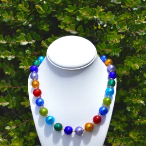 Diva Murano Glass Beaded Necklace, Multi-Color Glass Beads, Handcrafted In Italy
